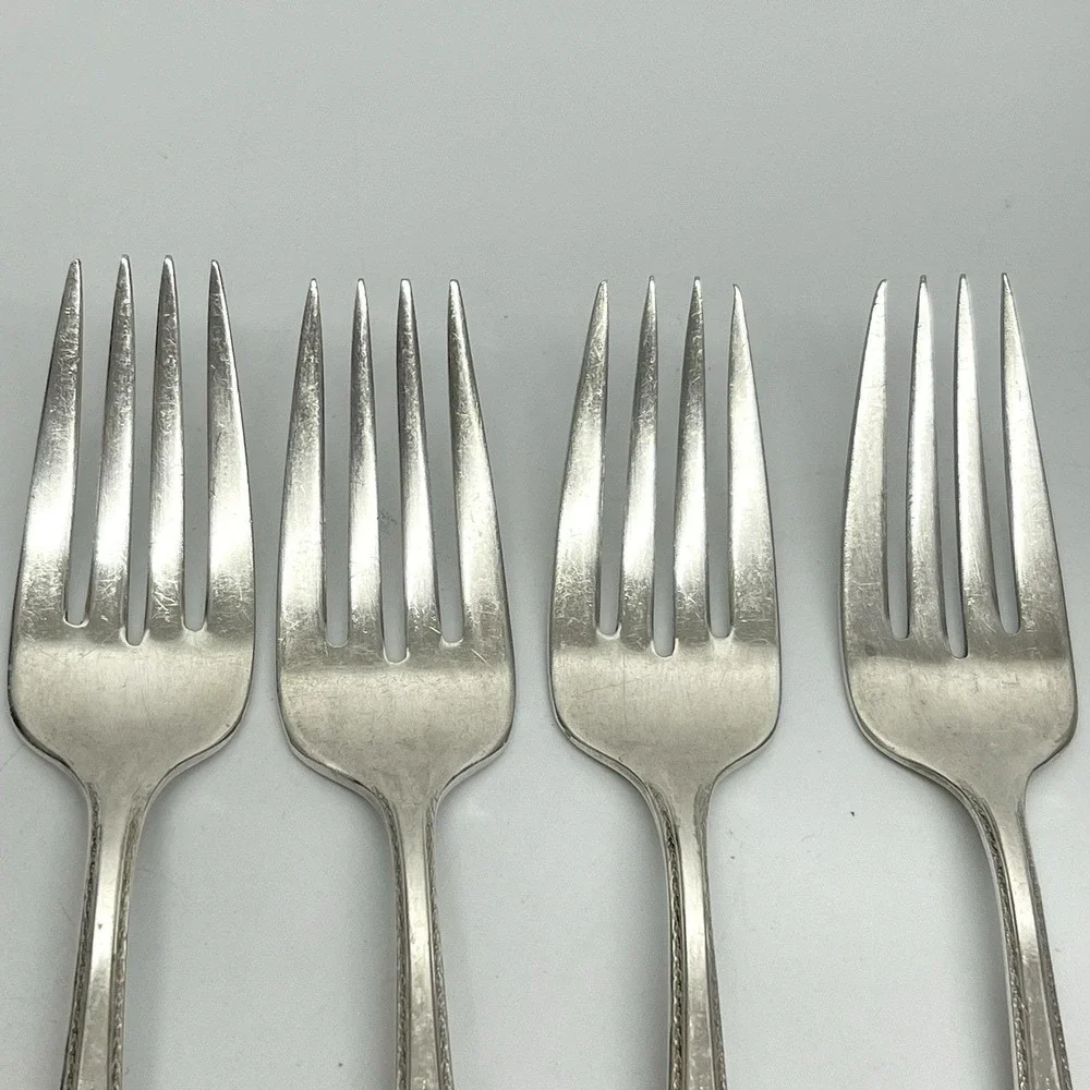 1847 Rogers Bros Argosy Pattern Silver Plated Salad Forks Set Of 4 Flatware 1926